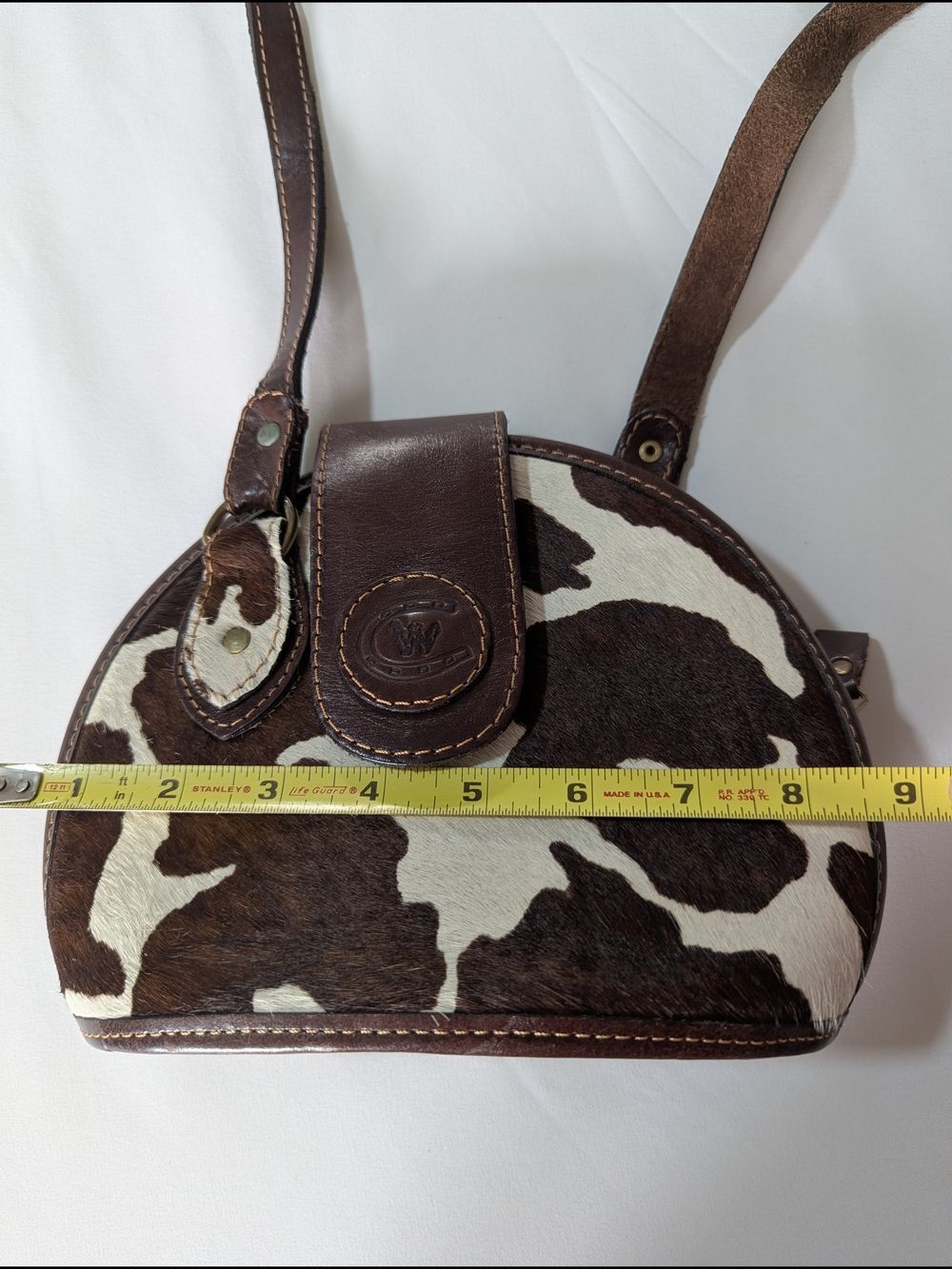 Brown Cowhide Leather Crossbody Bag - Picture 8 of 9